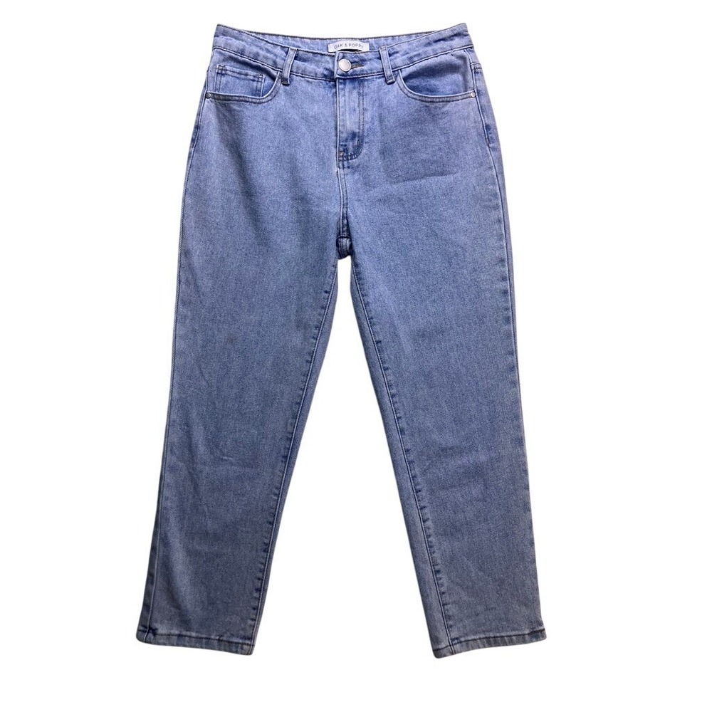 Oak & Poppy Jeans Women 8 Blue High Rise Straight Leg Denim RN112642